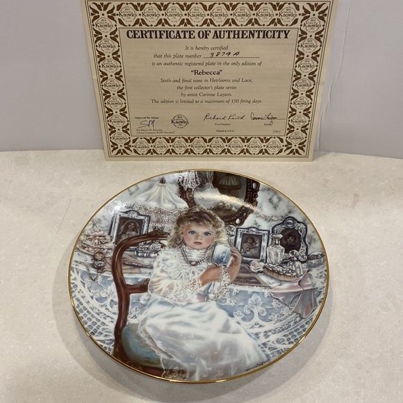 Knowles Other - Heirlooms & Lace Rebecca Collector’s #6 Plate in Series By Corinne Layton 3879A